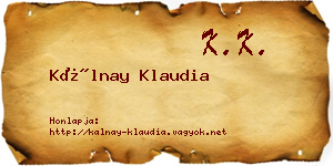 Kálnay Klaudia névjegykártya